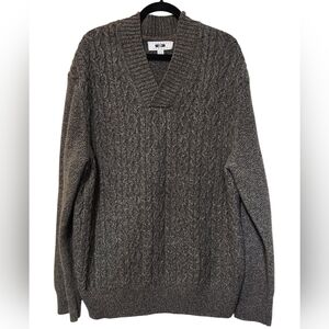 Joseph Abboud Wool Blend Marled Green and Brown Shawl Neck Sweater 2XLT